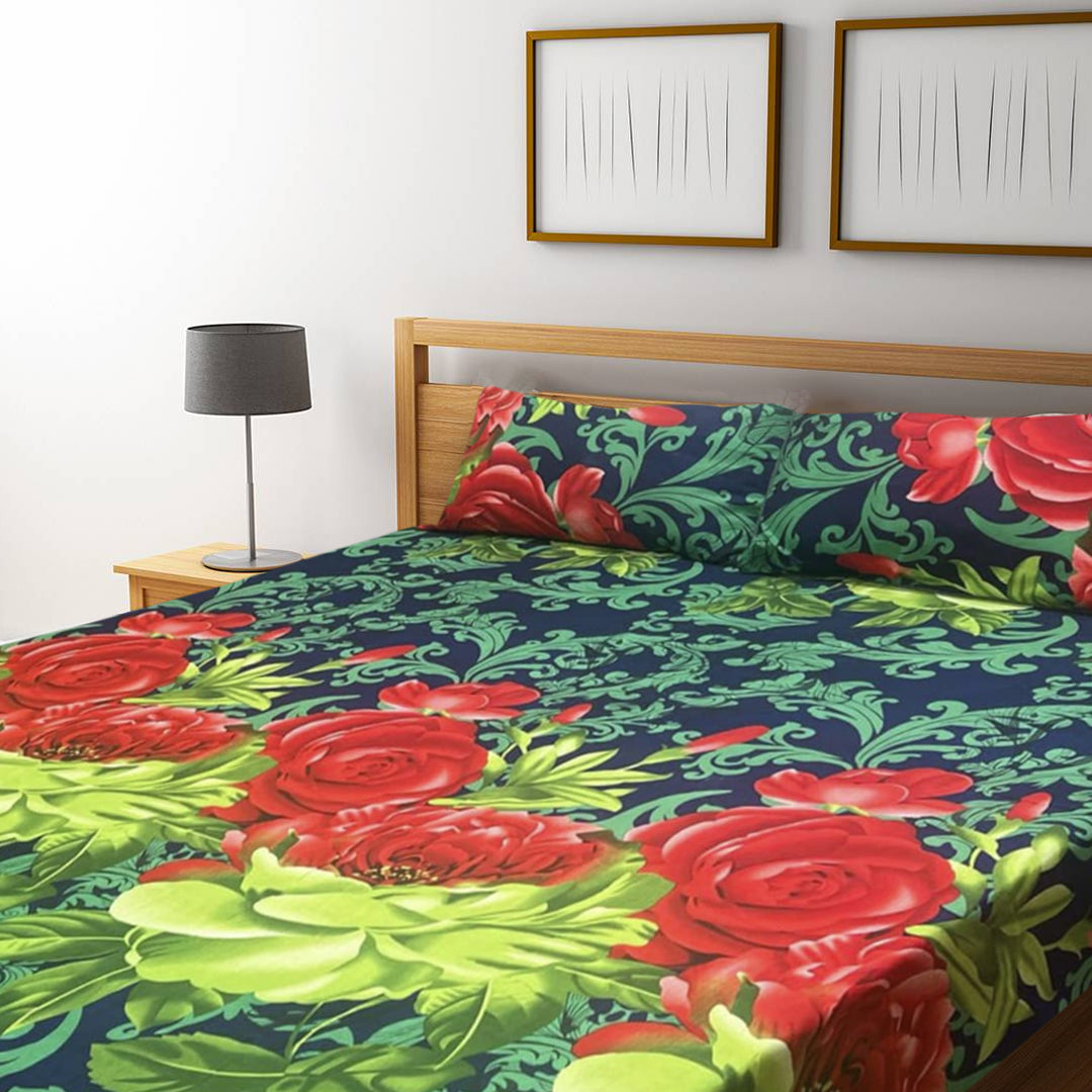 3D Crystal Cotton Bedsheet – Double Bed