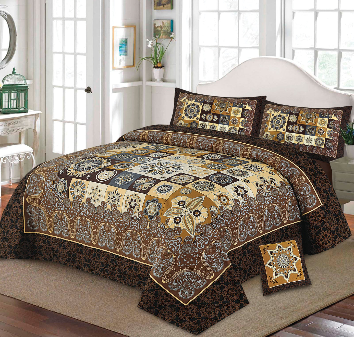 3 D PANAL BEDSHEET CRYSTAL COTTON