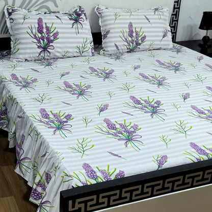 3 piece stiched 2 sided frill bedsheets