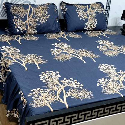 3 piece stiched 2 sided frill bedsheets